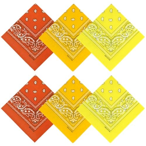 APIGANIZ 100% Cotton Bandanas, 21 x 21 inches, Set of 6 (Basic - Yellow Collection)