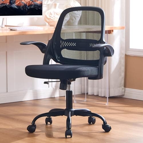 amseatec Office Chair，Ergonomic Mesh Desk Chair,Flip-Up Arms,Adjustable Height,Breathable Mesh Back & Thick Cushion Seat,360°Swivel Rolling Computer Chair,BIFMA Certified,Supports 300 lbs(Black)