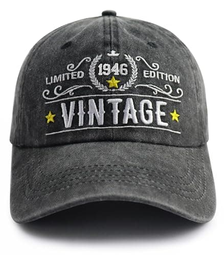 80th Birthday Gifts for Women Men, Vintage 1946 Birthday Decorations Hat, 80 Years Old Party Supplies Baseball Cap Black