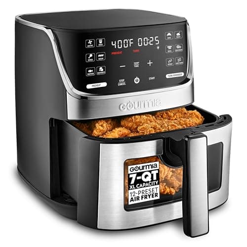 Gourmia Air Fryer - 7 Qt Large... Crisper Tray, Stainless Steel