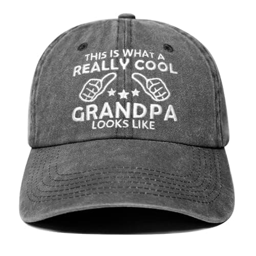 Grandpa Gifts, Grandpa Hat, Grandpas Birthday Gifts for Men, Funny Fathers Day for Grandpas Grandfather from Grandkids Granddaughter Grandson, Adjustable Washed Cotton Baseball Cap Dark Grey