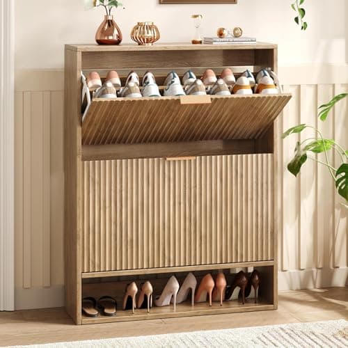 Hootata 31.5''W Oak Shoe Stora...zer Cabinet for Foyer, Hallway