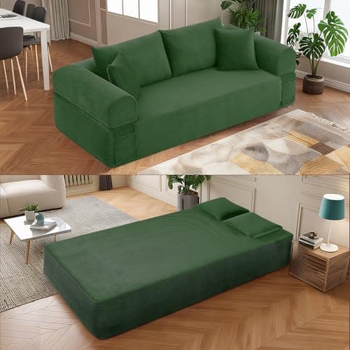83" Modern Sofa in a Box, No A...Pockets for Living Room, Green