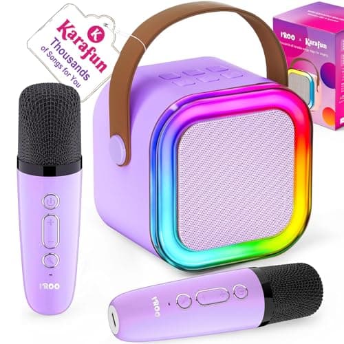 IROO Mini Karaoke Machine for Kids, 2026 TOP Toys Birthday Gifts Ideas for Girls Ages 4, 5, 6, 7, 8, 9, 10, 12+ Years Old, Portable MP3 Player with 2 Wireless Mics for Family Home Party