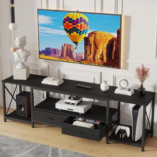GYIIYUO TV Stand with Fabric D...ng Room, Bedroom - 63.5" Black
