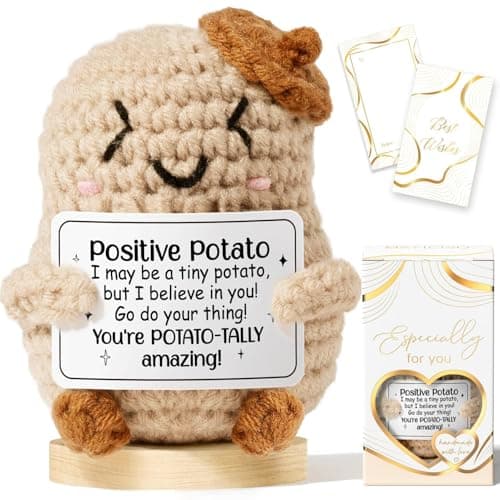 Emotional Support Crochet Positive Potato Inspirational Cheer Gifts for Women,Handmade Positive Crochet Gift Thank You Birthday Mothers Day Teacher Appreciation Gifts for Coworker Nurse Mom Friend