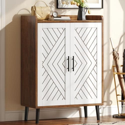 YITAHOME Shoe Cabinet with Doo...et, Living Room, Brown & White
