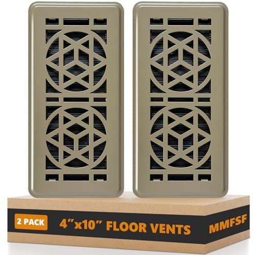2 Pack Floor Vent Covers, Floor Register 4x10, Heavy Duty Walkable Steel Vent Cover, Adjustable Decorative Vent Covers for Home Floor Ceiling or Sidewall Vent, Rust-Proof Finish (Brown)
