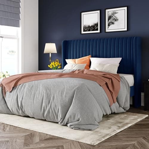 Allewie Full Size Velvet Bed F...ring Needed/Easy Assembly/Blue