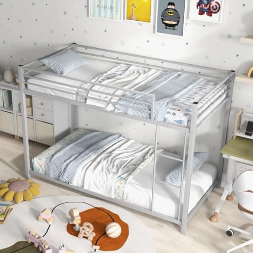 Giantex Twin Over Twin Metal B... No Box Spring Needed (Silver)