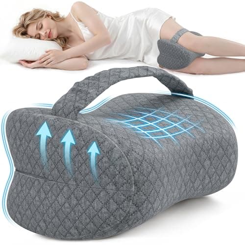 ComfyInLove Knee Pillow for Side Sleepers, Supportive Memory Foam Leg Pillow for Side Sleeping with Elastic Strap, Heart-Shape Pillow Between Legs for Pain Relief on Sciatica, Hip Joints, Gray