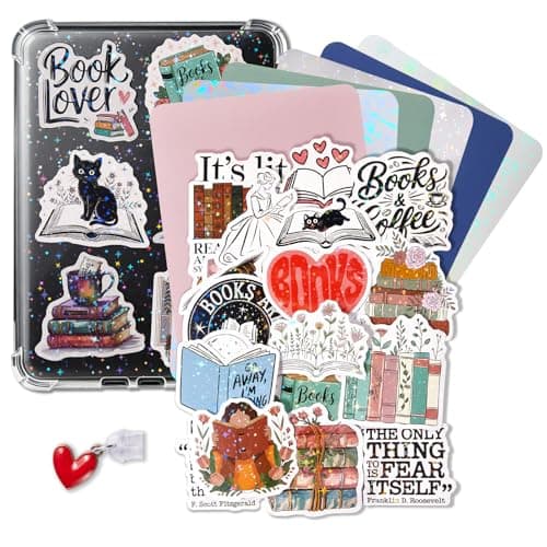 iDLEHANDS Clear Case for All-New 7" E-Readers - with 50 Pcs Scrapbook Stickers, 6 Pcs Inserts Cardstock Paper, 1 Pcs Dust Plug, not Compatible with Kobo Clara