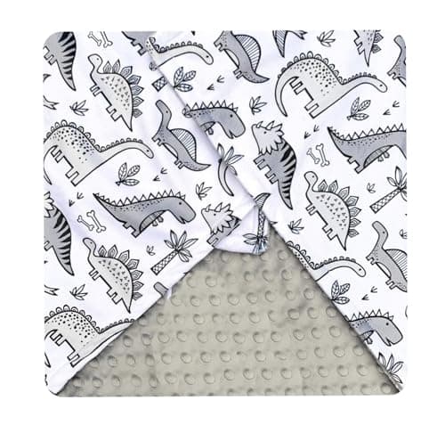 Terriboo Baby Bed Blankets Newborn Mink Blanket Double Layer with Dotted Backing (Grey Dinosaur)