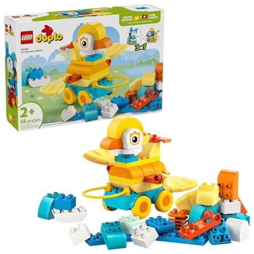 [NEW] $23.99 | 58-Piece LEGO Duplo - 3in1 Animals on Wheels (10448, 2025) at Amazon