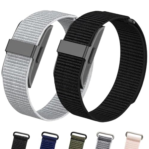 Luxe Louise Nylon Loop Replacement Strap Compatible with Hume Band, Breathable Adjustable Hume Replacement Band, Soft Sport Wristband for Men Women (Black & Grey)
