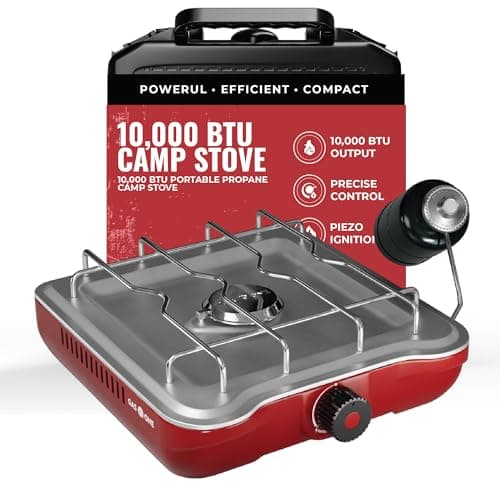 GasOne Single Propane Burner Camp Stove – 10,000BTU Portable Stove Propane Grill with Removable Cooking Grid – Large Easy to Use Knob – Carry Case Included $33.55