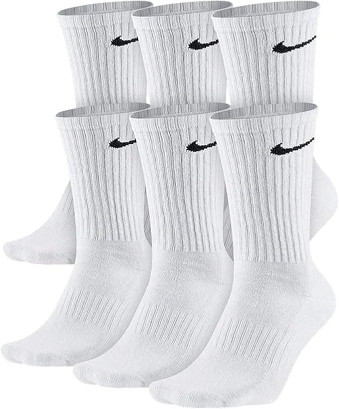 Nike Crew Socks (6 Pair) (US, Alpha, Medium, Regular, Regular, Everyday White)
