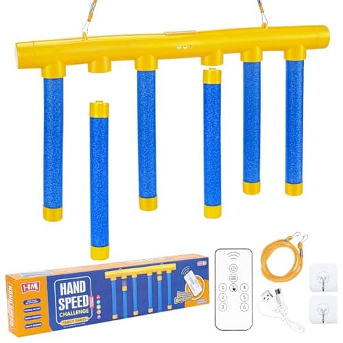 WEACFUS Reflex Drop Sticks Challenge Game - 3 Adjustable Speed Modes, Hand-Eye Coordination & Reaction Training Toy, Fun Catch Falling Sticks Game for Kids, Adults(Yellow & Blue)