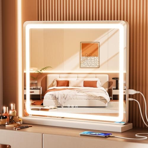 Sweetcrispy 19"x22" LED Vanity...ted Mirror for Desk or Bedroom