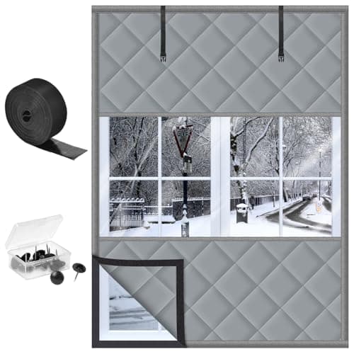 BLOCE Window Insulation Kit for Winter, Thermal Window Cover for Winter, Thicken Warm Winter Waterproof Attic Insulation Cover (Grey, 63" L x 47" W)