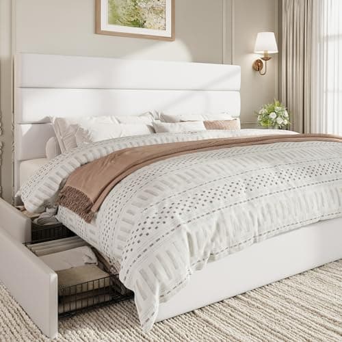 SHA CERLIN King Size Platform ...g Needed, Easy Assembly, White