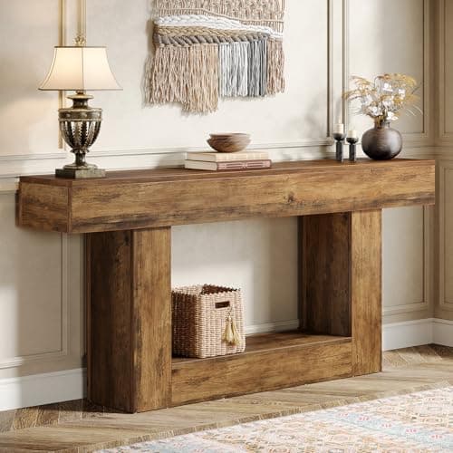 Tribesigns 63" Console Table, ... Hallway, Foyer, Vintage Brown