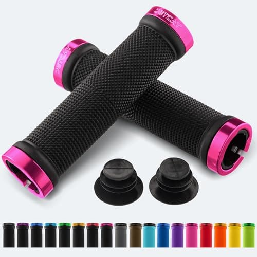 JETCAT Bike Grips, Bike Handlebar Grips, Mountain Bike Grips Handlebar, MTB Grips, Bicycle Grips BMX Grips, Bicycle Handlebar Grips Handles for Adults. Ebike, MTB, Scooter, Lock on, Black Pink