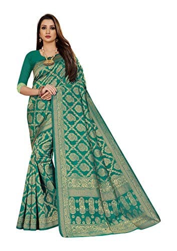 Sidhidata Textile Women's Kanjivaram Banarasi Jacquard Silk Saree With Blouse Piece (Q Rama, Silk)