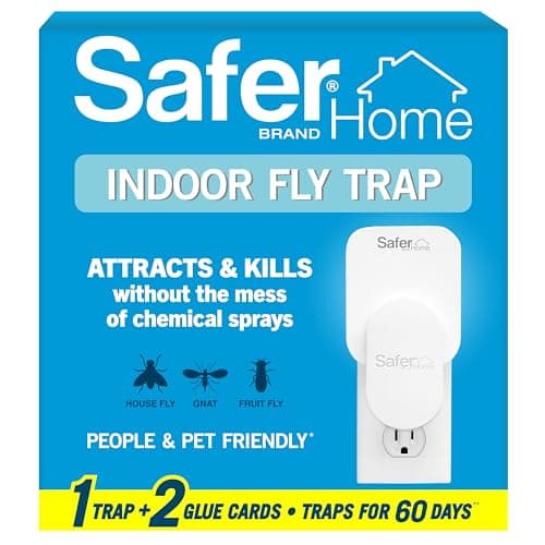Safer Home Indoor Plug-in Fly Trap SH502 - 1 Device + 2 Glue Cards - UV LED Fruit Fly and Gnat Killer for House Indoor - Chemical-Free Bug Catcher