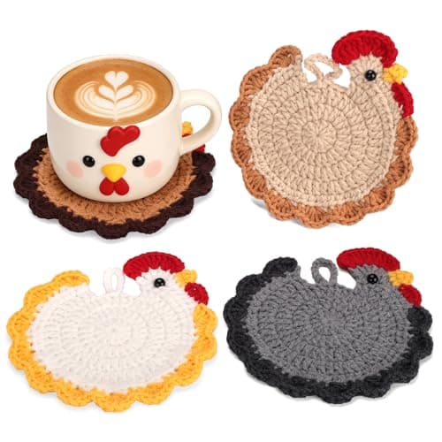 Chicken Coasters for Drinks, 4 PCS, 4.7 Inches