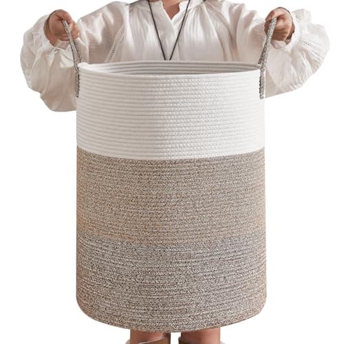 CLHMILY&Z 80L Laundry Basket Round Storage Rope Basket - 16.5x22.5 Inches - Laundry Hamper in Bedreoom and Mutil Storage Bin for Blankets, Toys, and Nursery Essentials