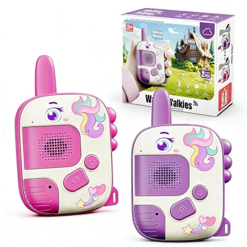 Walkie Talkies for Kids 2 Pack, Unicorn Toys for 3 4 5 6 7 8 Year Old Girl Gifts, Outdoor Toys for Kids 3-5 4-8 8-12, Kids Camping & Backyard Game Essentials, Christmas Stocking Stuffers Birthday Gift