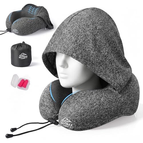 SkytraxComf Travel Neck Pillow w/ Hood (Grey) $11.95