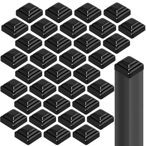Shimeyao 50 Pcs 1.5 x 1.5'' Black Pressed Steel Post Caps for Square Steel Posts Fence Caps Topper Pressure Fit Cover for Mailbox Metal Wood Plastic Iron Deck Railing