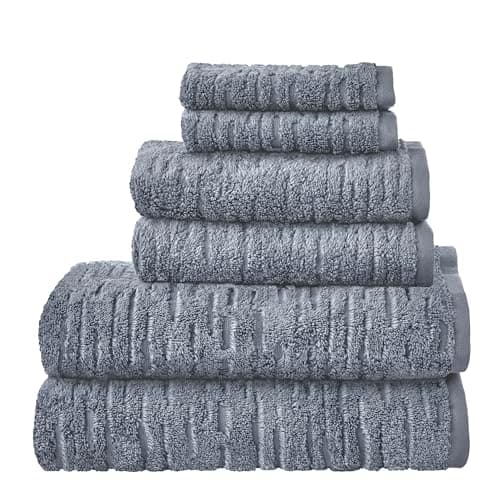 SKL Home CloudSoft 100% Cotton...wels, 2 Washcloths, Smoke Blue