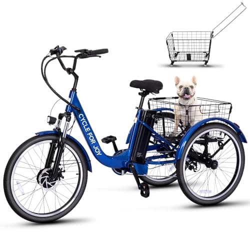 LUXECYCLES 24" Electric Trike, Electric Tricycle for Adults, 350W(Peak 500W) 7 Speeds 3 Wheel Electric Bikes with 48V 13Ah Removable Battery & Removable Large Basket $549.30