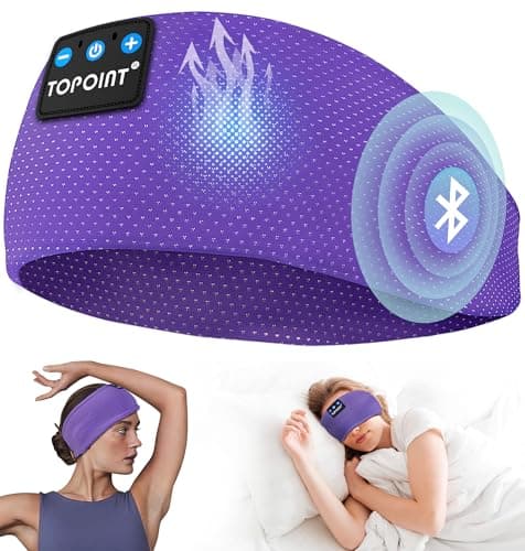 TOPOINT Sleep Headphones Bluetooth 5.4, Sports Wireless Earphones Sweat Breathable with HD Stereo Speaker  $5.99