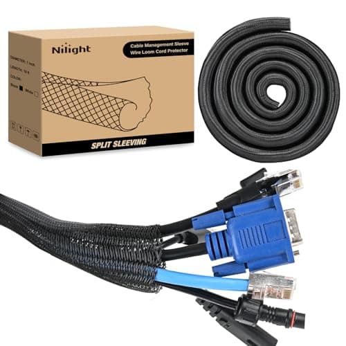 Nilight Cable Sleeve, 10ft-1in...ess Protector Organizer, Black