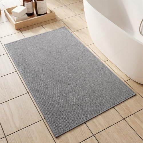 YIHOUSE Bathroom Rugs Mat 16x24, Non Slip Quick Dry Bath Mats for Bathroom Absorbent Ultra Thin Bath Rugs Machine Washable Fit Under Door for Sink, Cabinet, Laundry (Grey, 16"x24")