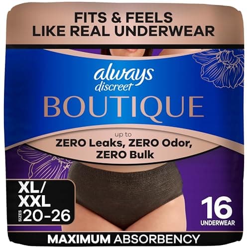 Always Discreet Boutique Incon..., Extra Large, Black, 16 Count