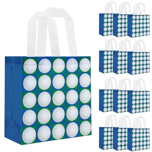 Hxezoc 12 Pieces Golf Gift Bags with Handle, Reusable Non Woven Treat Goodie Bag Sport Favor Bags For Golf Theme Birthday Party Decoration Supplies