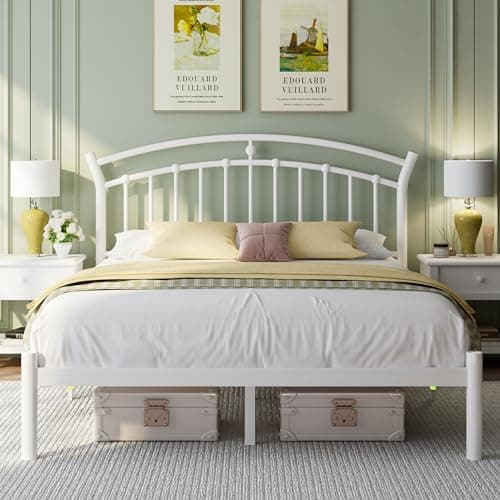 Feonase Full Size White Bed Fr...age, Noise-Free, Easy Assembly