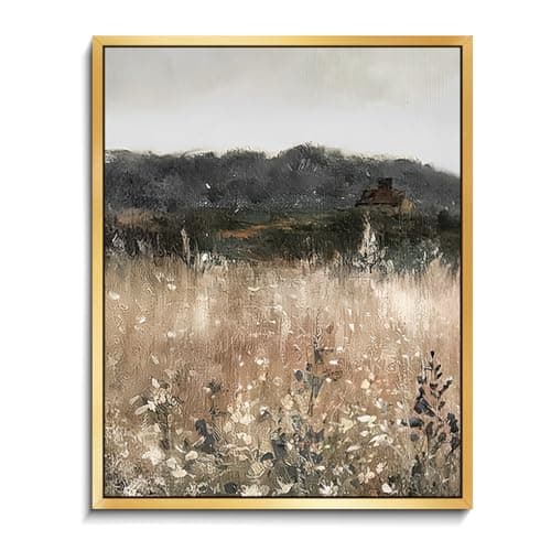 AIMAILON Vintage Framed Canvas Wall Art Home Decoration Natural Scenery Textured Print Classical Artwork for Bedroom Office Reed Grass Landscape Minimalist Rustic Oil Painting Desktop Decor 8x10