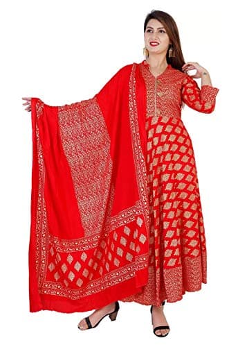 Yanustuti Women's anarkali kurta top long anarkali kurtis for women indian style party wear dress gown kurta set with dupatta