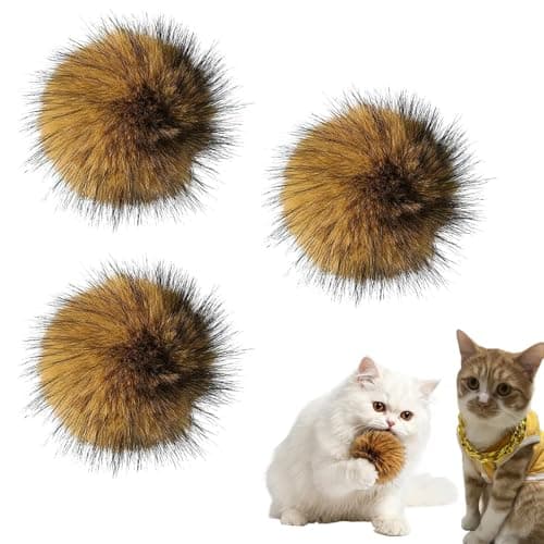 3PCS Soft Fluffy Rabbit Fur Catnip Balls – Fake Fur Cat Toys for Indoor Cats, Washable & Fun to Chase, Perfect for Bunny Kicks, Exercise & Bonding