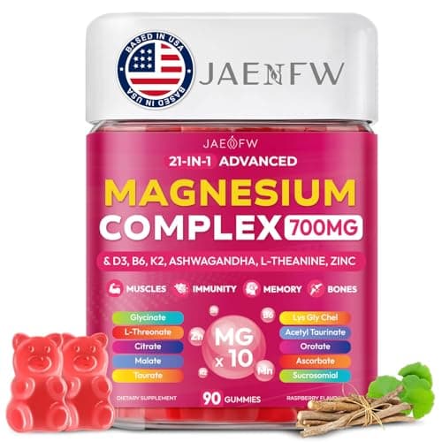 Magnesium Glycinate Gummies 700MG - 21-in-1 Advanced Magnesium Supplement with Ashwagandha, L-Theanine, Zinc, Vitamin - Sugar Free Magnesium Gummies for zzZ, Focus & Relaxation, for Women, Men & Kids