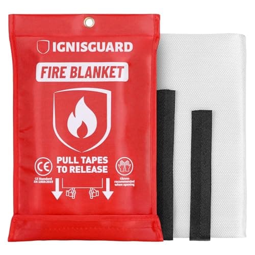 IGNISGUARD Fire Blankets Emergency for Home, 1 Pack 40"x40", Fiberglass Emergency Fire Blanket for Home and Kitchen, RV, Fireplace, Camping, Grill, Office, Warehouse