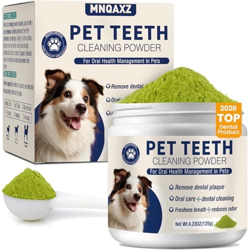 MNQAXZ Dental Powder for Dogs Teeth Fresh Breath and Teeth Cleaning Contains Natural Ingredients and Probiotics Dental Powder Dog Tartar and Plaque Removes Tooth Cleaner for Dogs 120g (60-Day Supply)