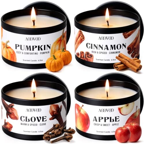 AOOVOO Fall Candle Set - 4 Pack Scented Candles for Home Scented Decor