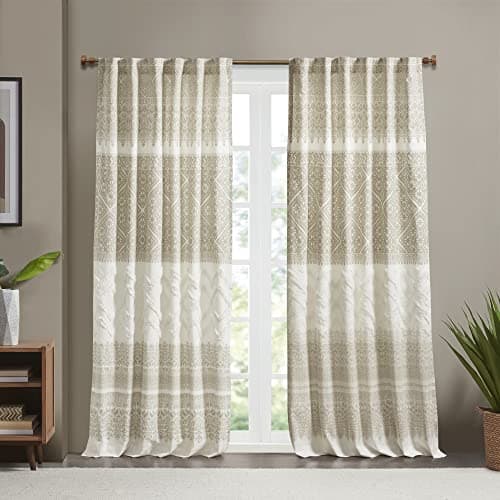 INK+IVY Mila 100% Cotton Singl...edroom, 50" x 84", Taupe/White
